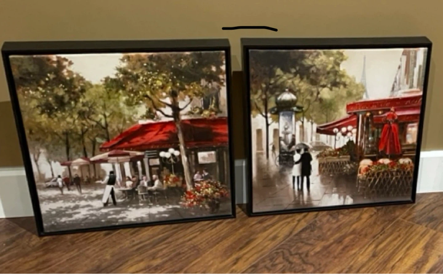 Set of 2 Paris Cafe Scene Canvas Art Prints