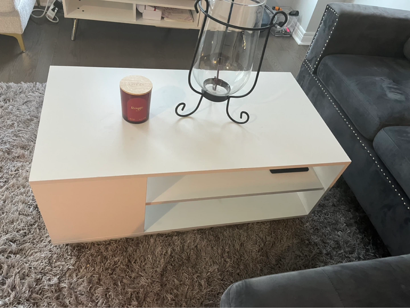 White Coffee Table with Storage - photo 2