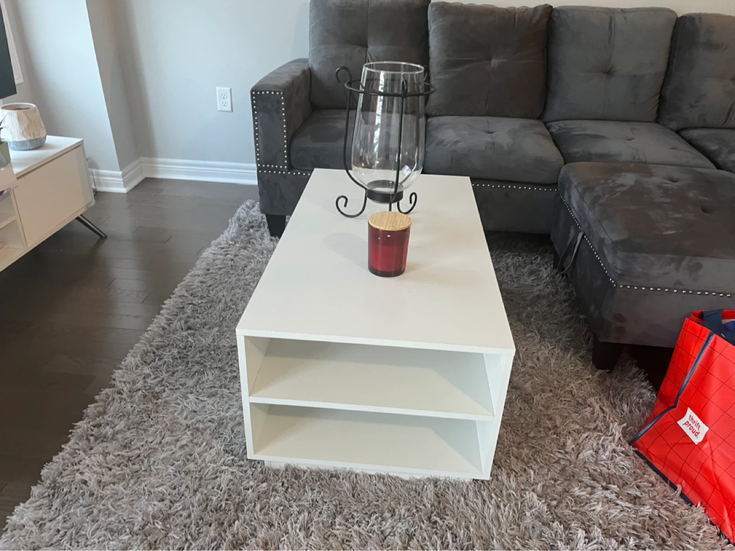 White Coffee Table with Storage