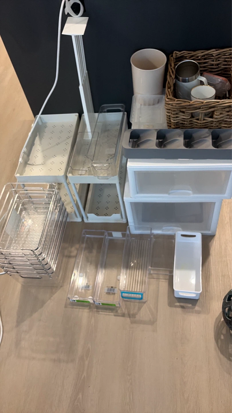 Clear Plastic Storage Bins Organizer Set