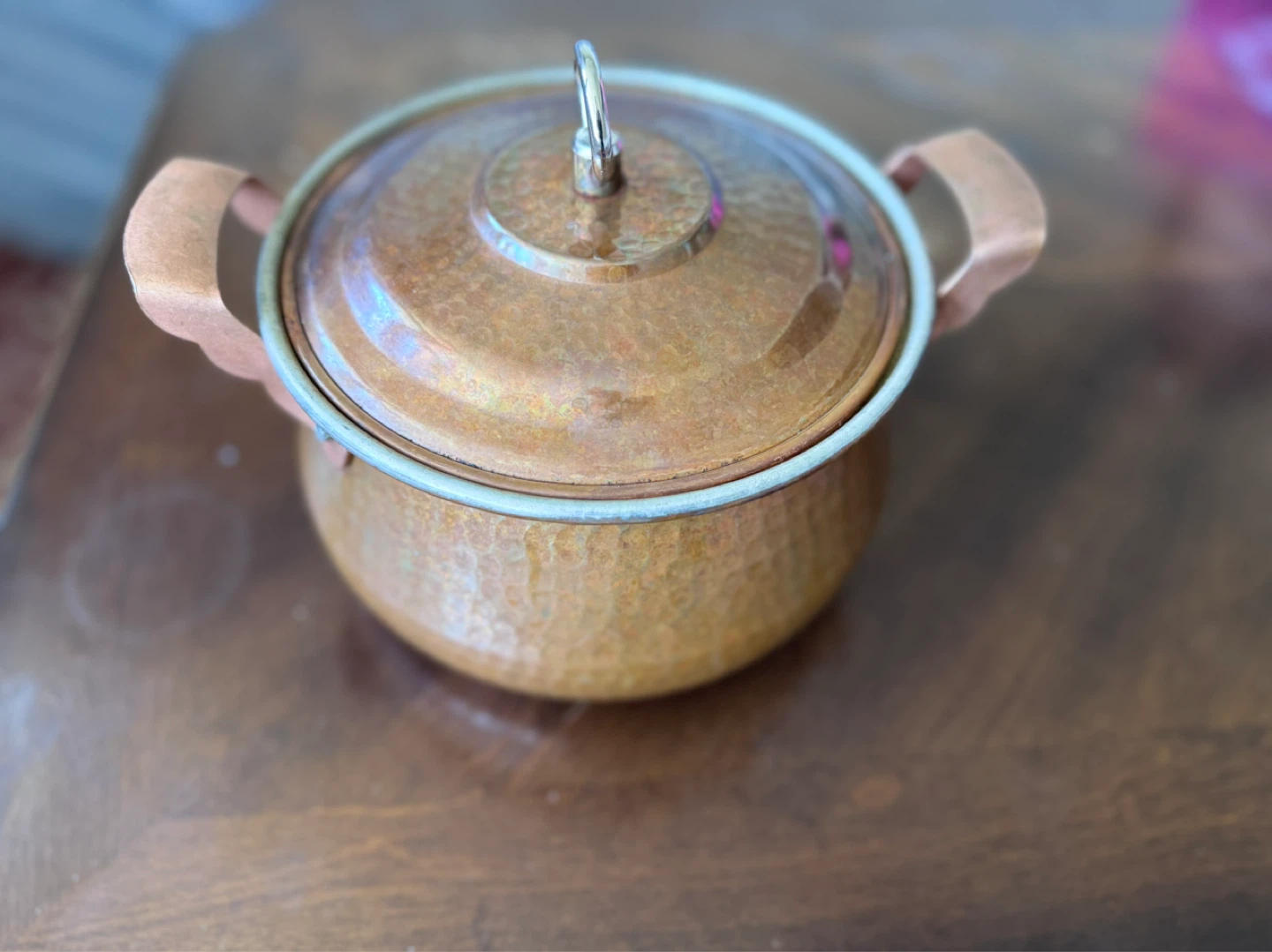 Hammered Copper Pot with Lid - photo 3