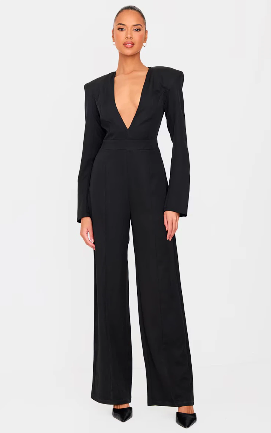 Ladies Brand New V Neck Black Zip Up Jumpsuit - New