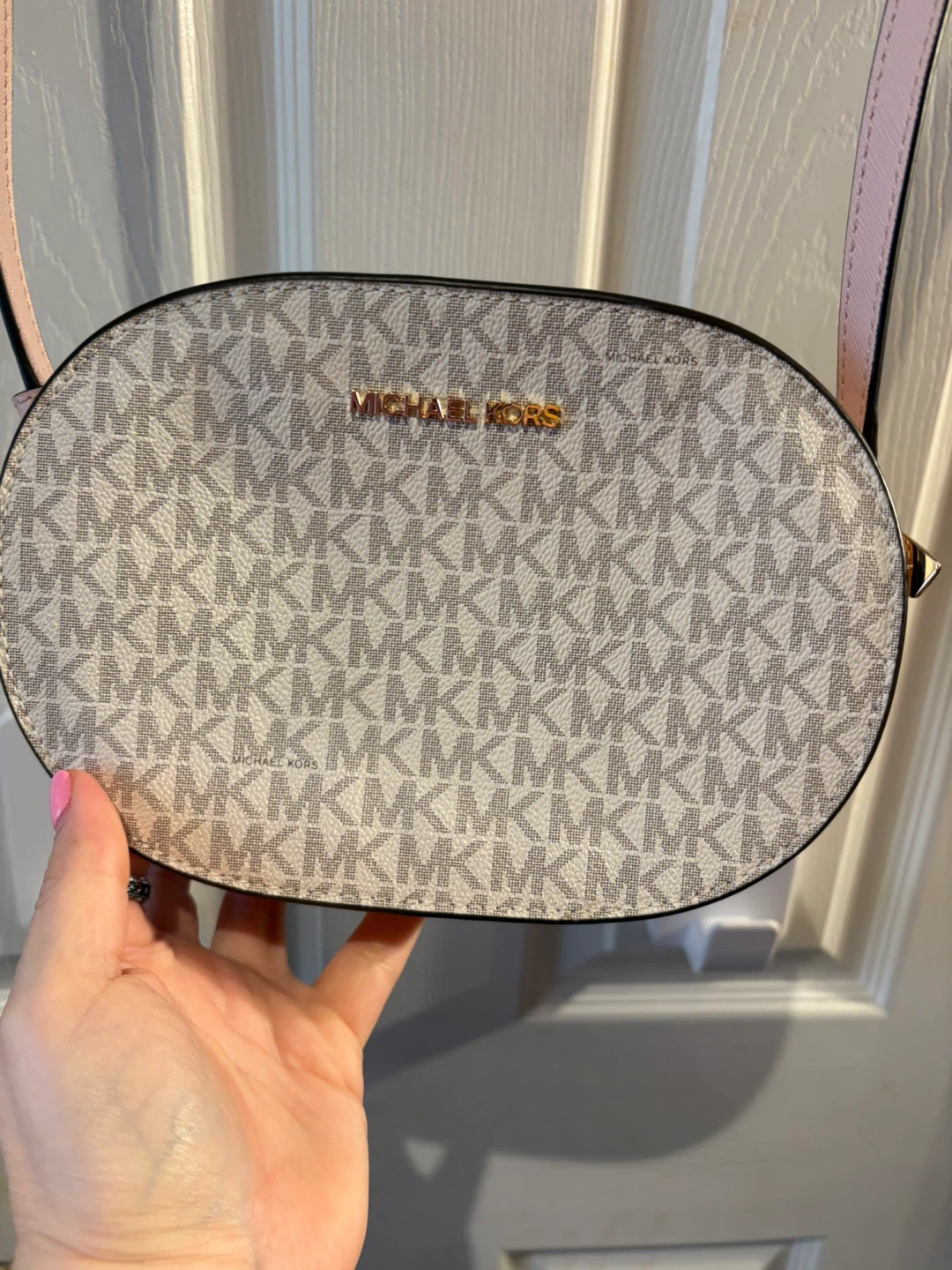 Michael Kors MK Signature Logo Pink Crossbody Bag