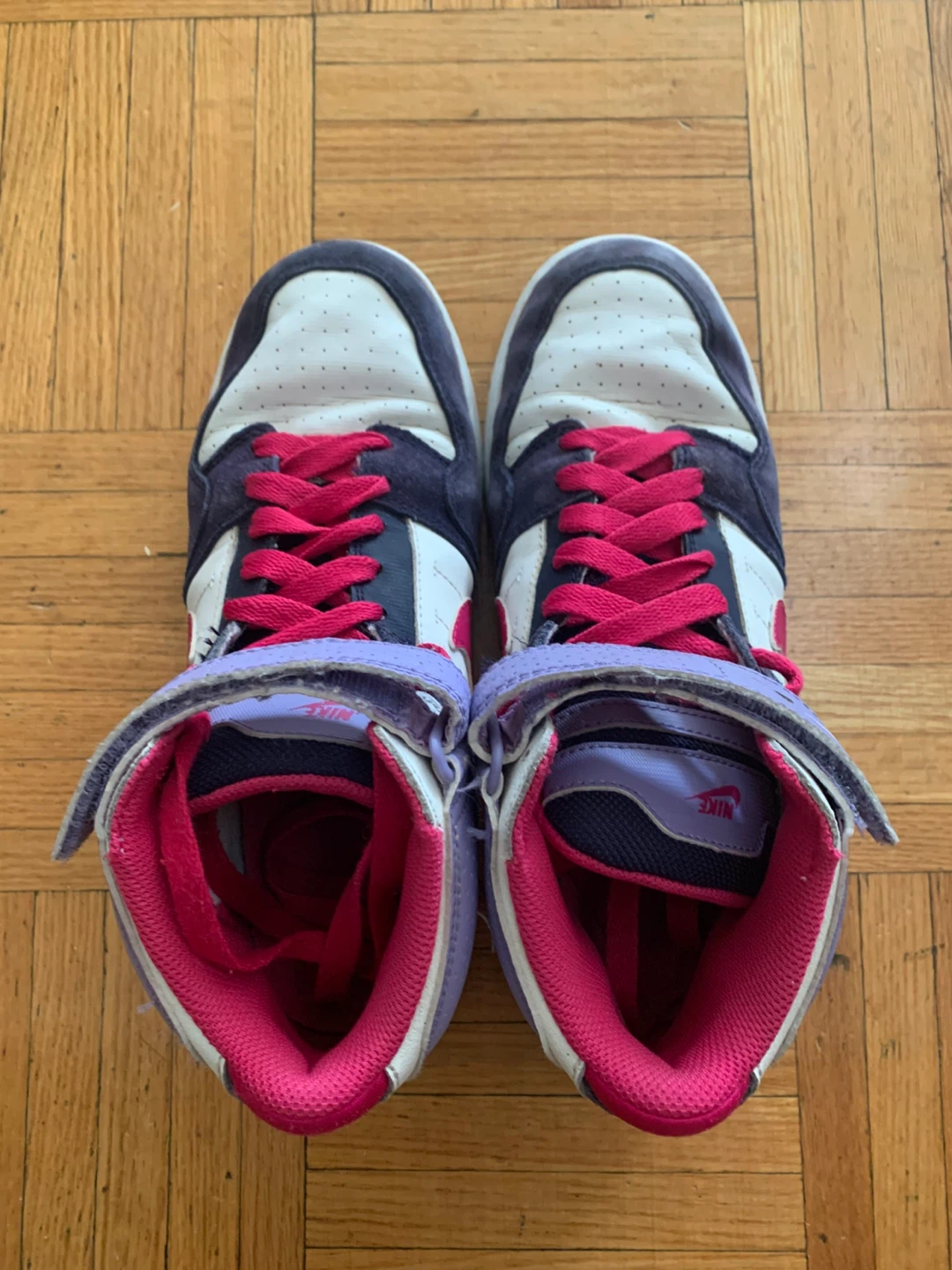 Nike High Top Sneakers Purple and Pink White - photo 5