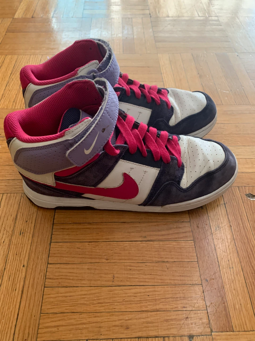 Nike High Top Sneakers Purple and Pink White - photo 2