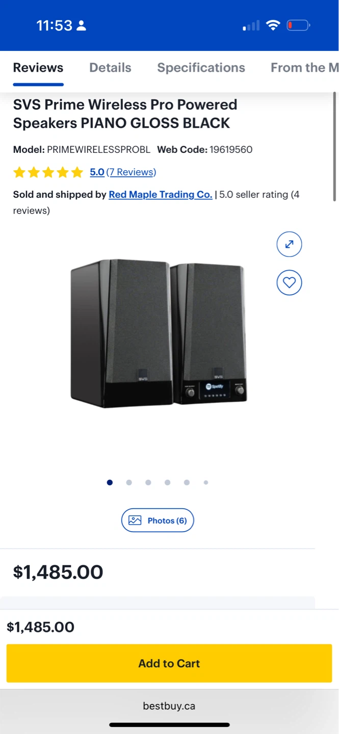 SVS Prime Wireless Pro Powered Speakers Piano Gloss Black