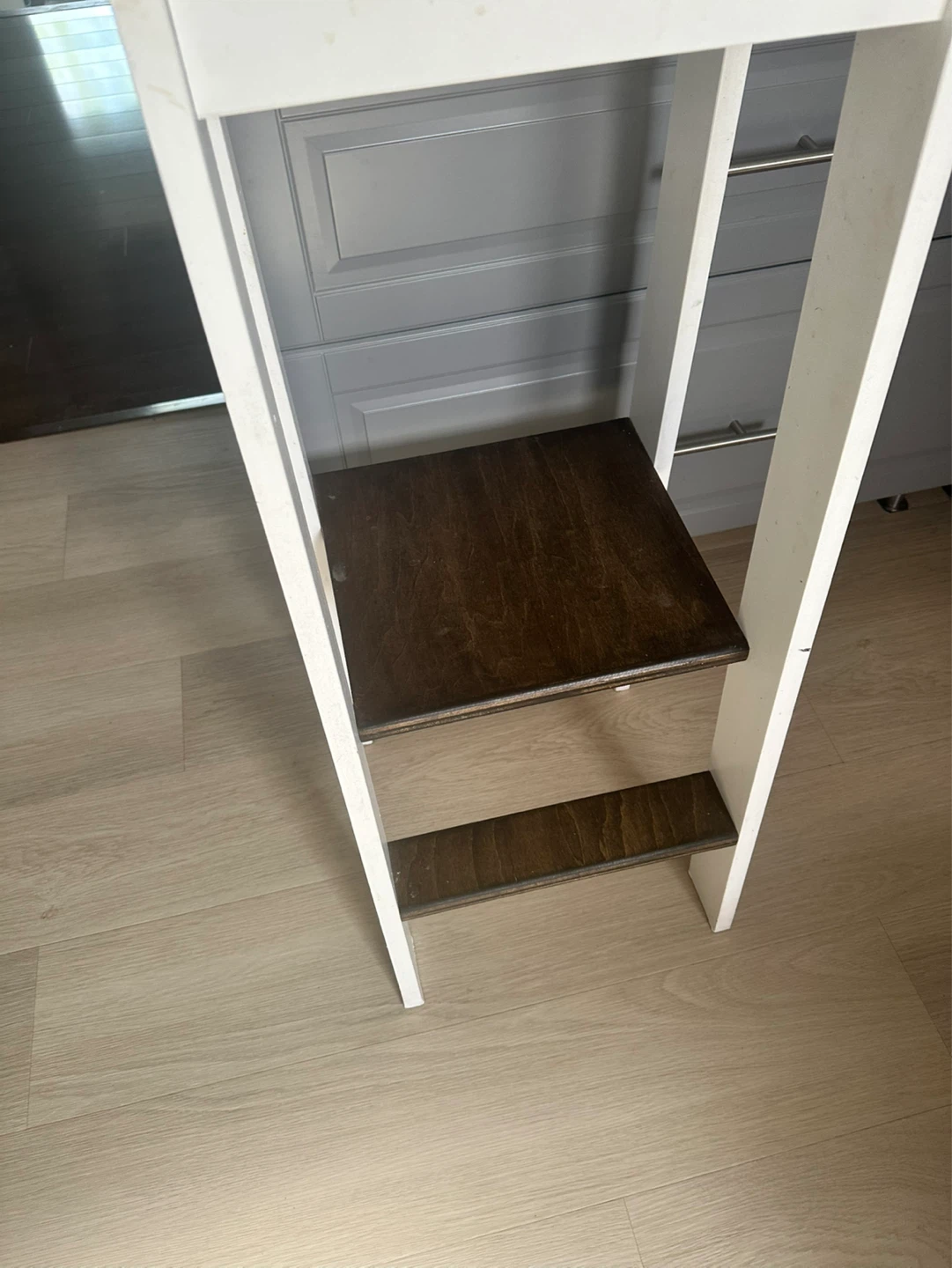 White Wooden Kitchen Helper with Dark Wood Shelves - photo 2