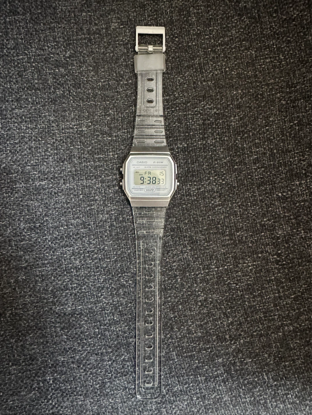 Casio F-91W Digital Watch - Clear Band