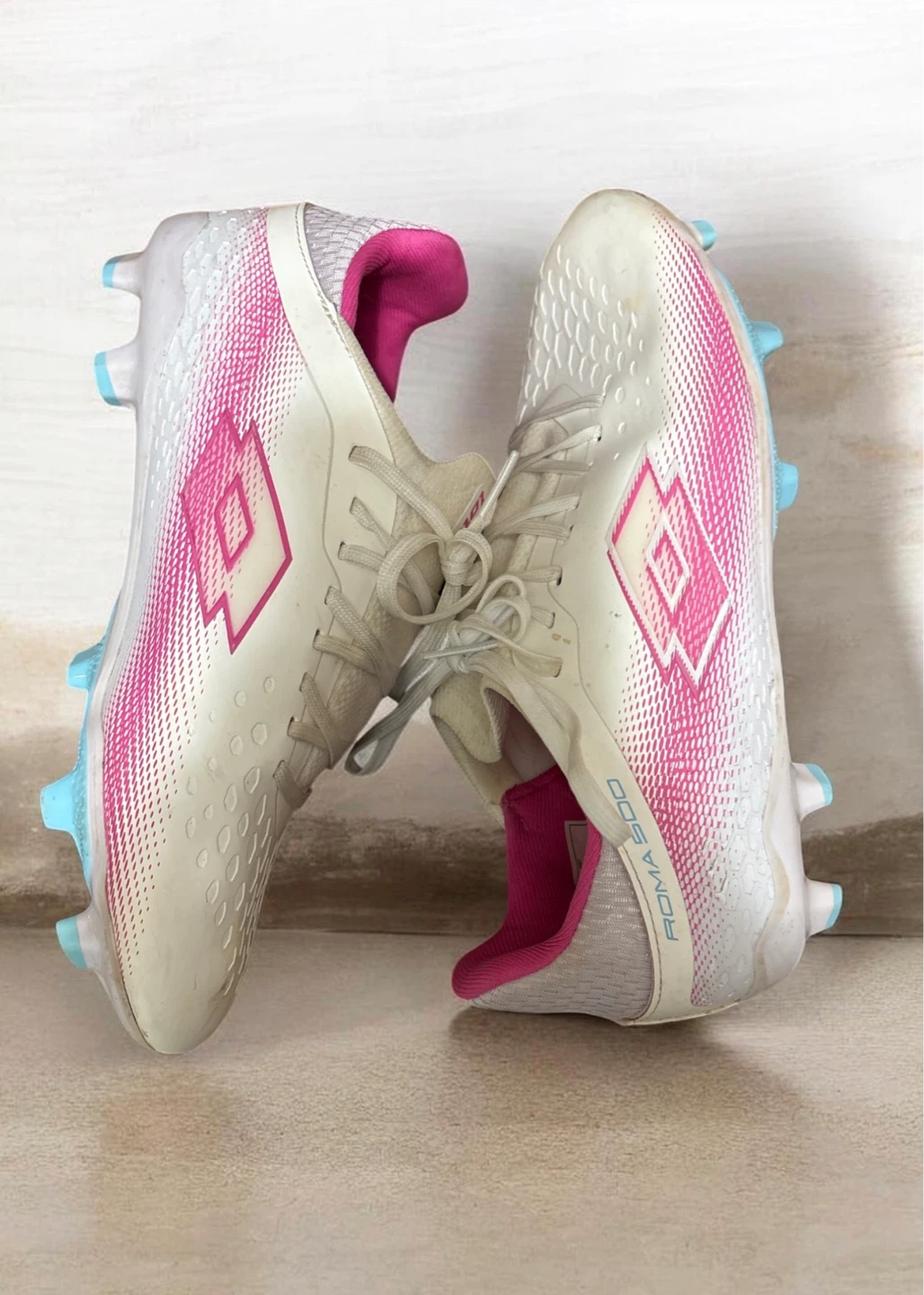 Lotto Youth Soccer Cleats - White/Pink/Blue - Size 5 - photo 2