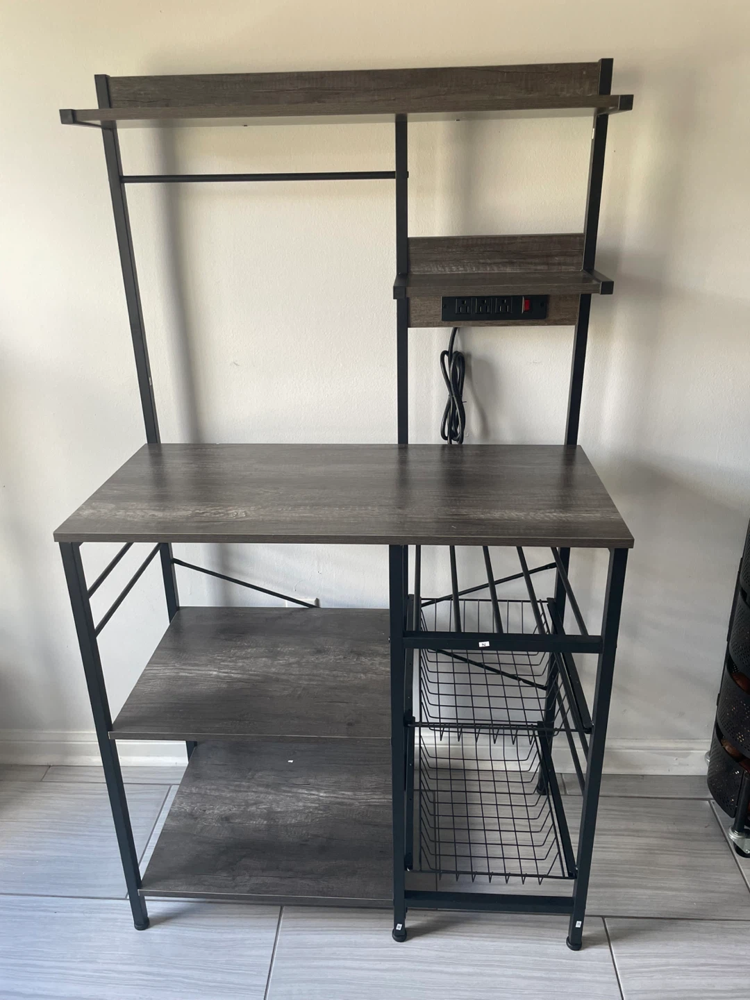 5-Tier Kitchen Baker's Rack with Power Outlet and Baskets - photo 5