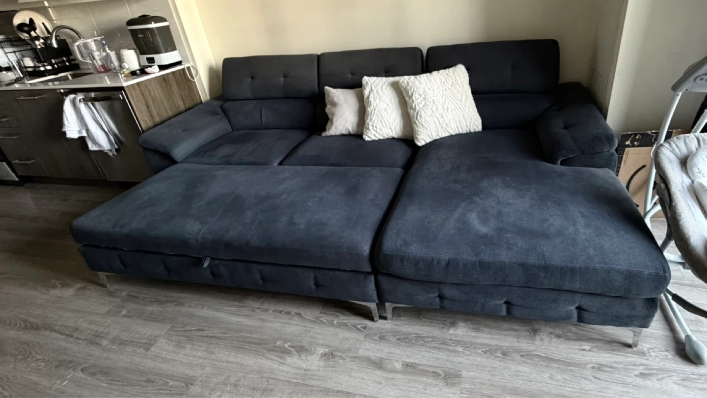 Large charcoal modern sectional sofa with adjustable - photo 3