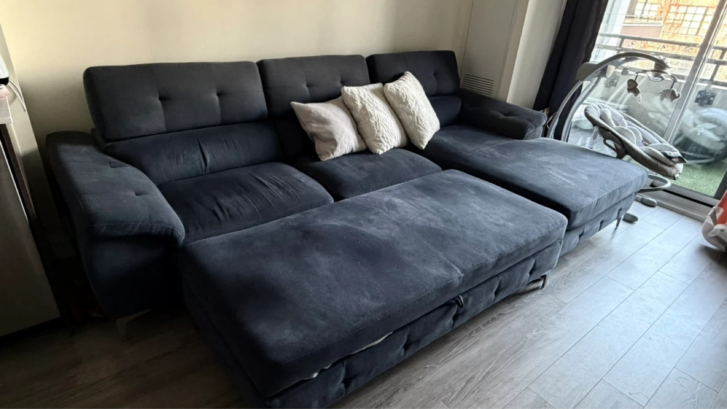 Large charcoal modern sectional sofa with adjustable
