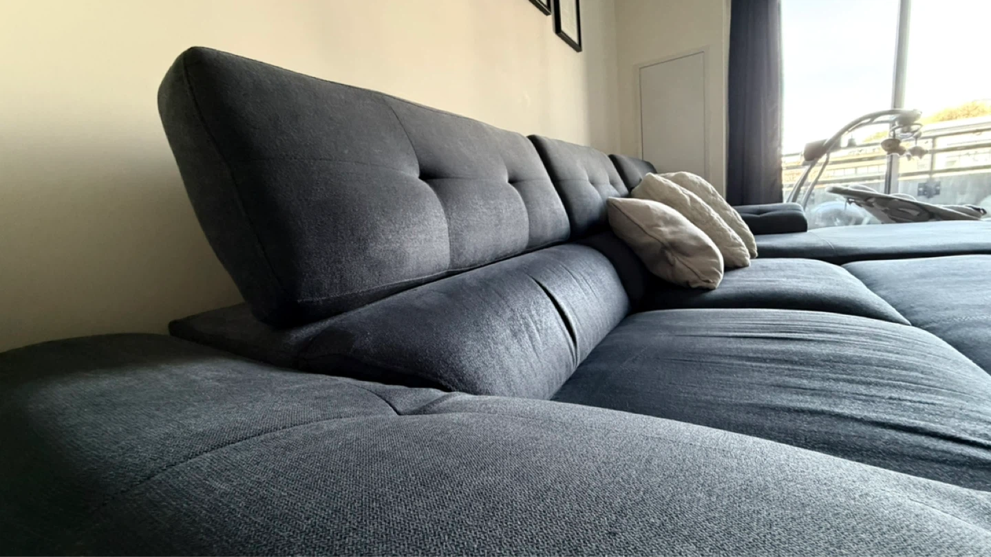 Large charcoal modern sectional sofa with adjustable - photo 5