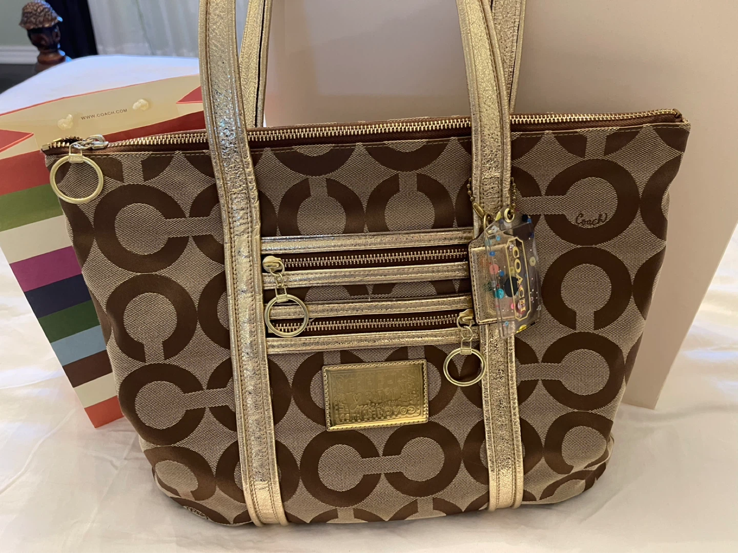 Authentic COACH Op Art Poppy tote bag canvas Style #13826