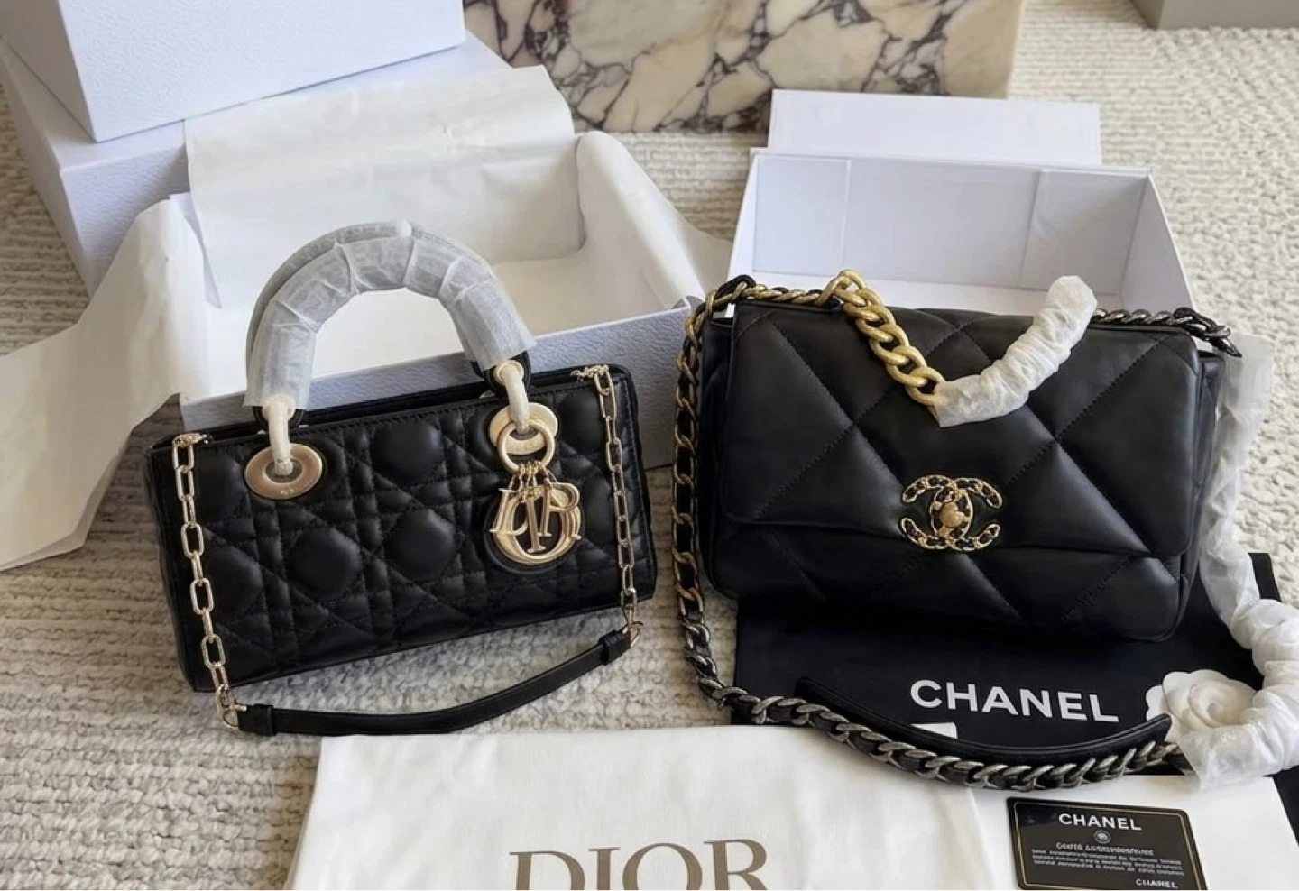 Handbags: Dior Lady and Chanel Flap Bag