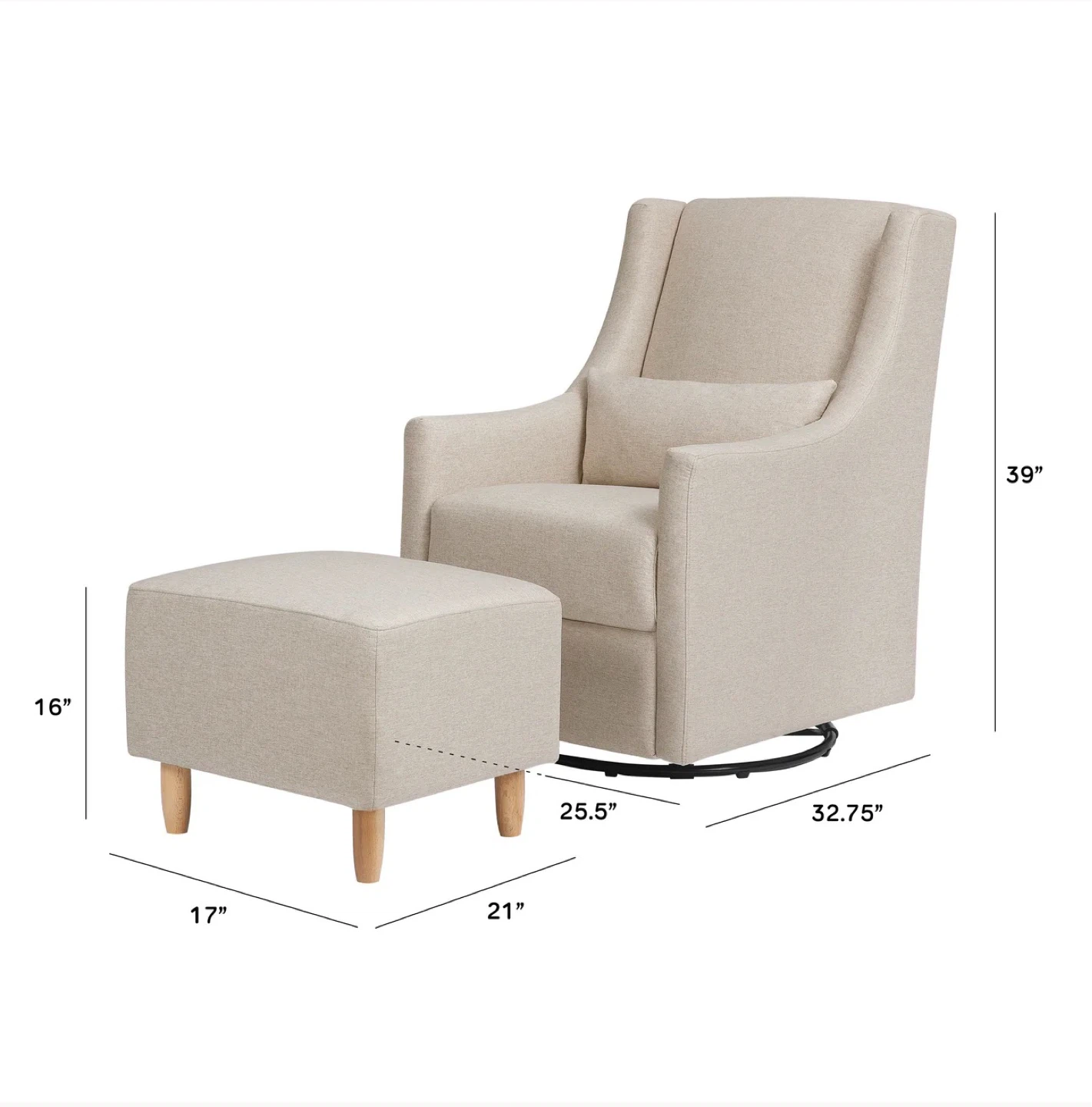 Babyletto Toco Swivel Glider and Ottoman - photo 4