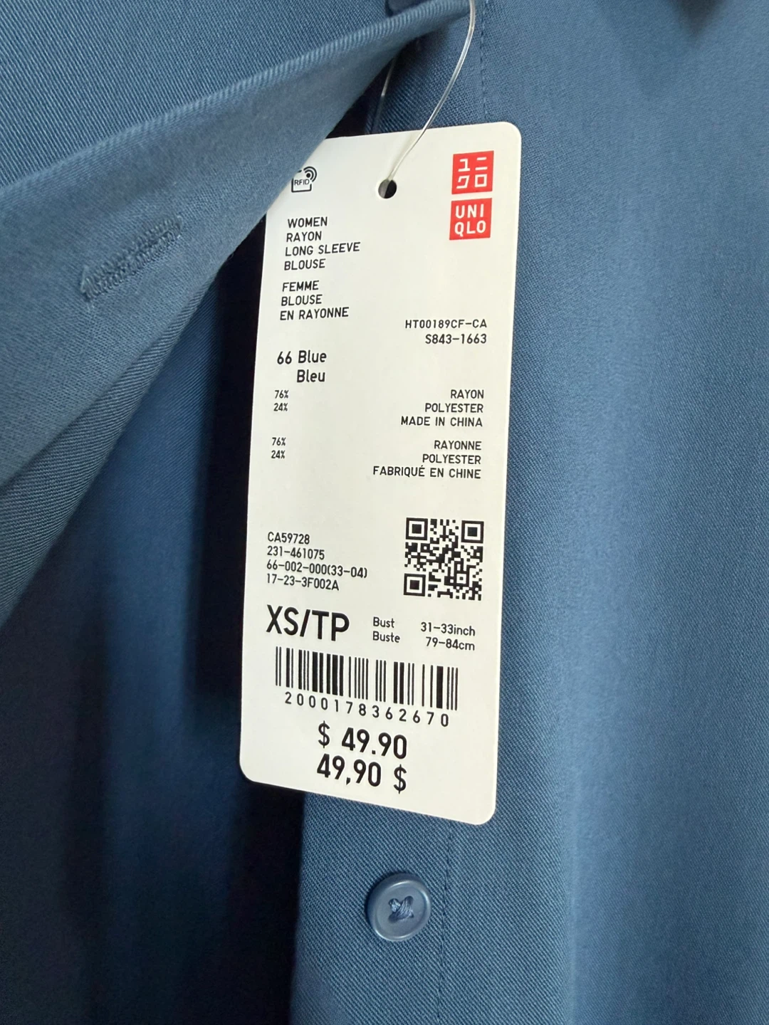 Uniqlo Blue Blouse XS - photo 2