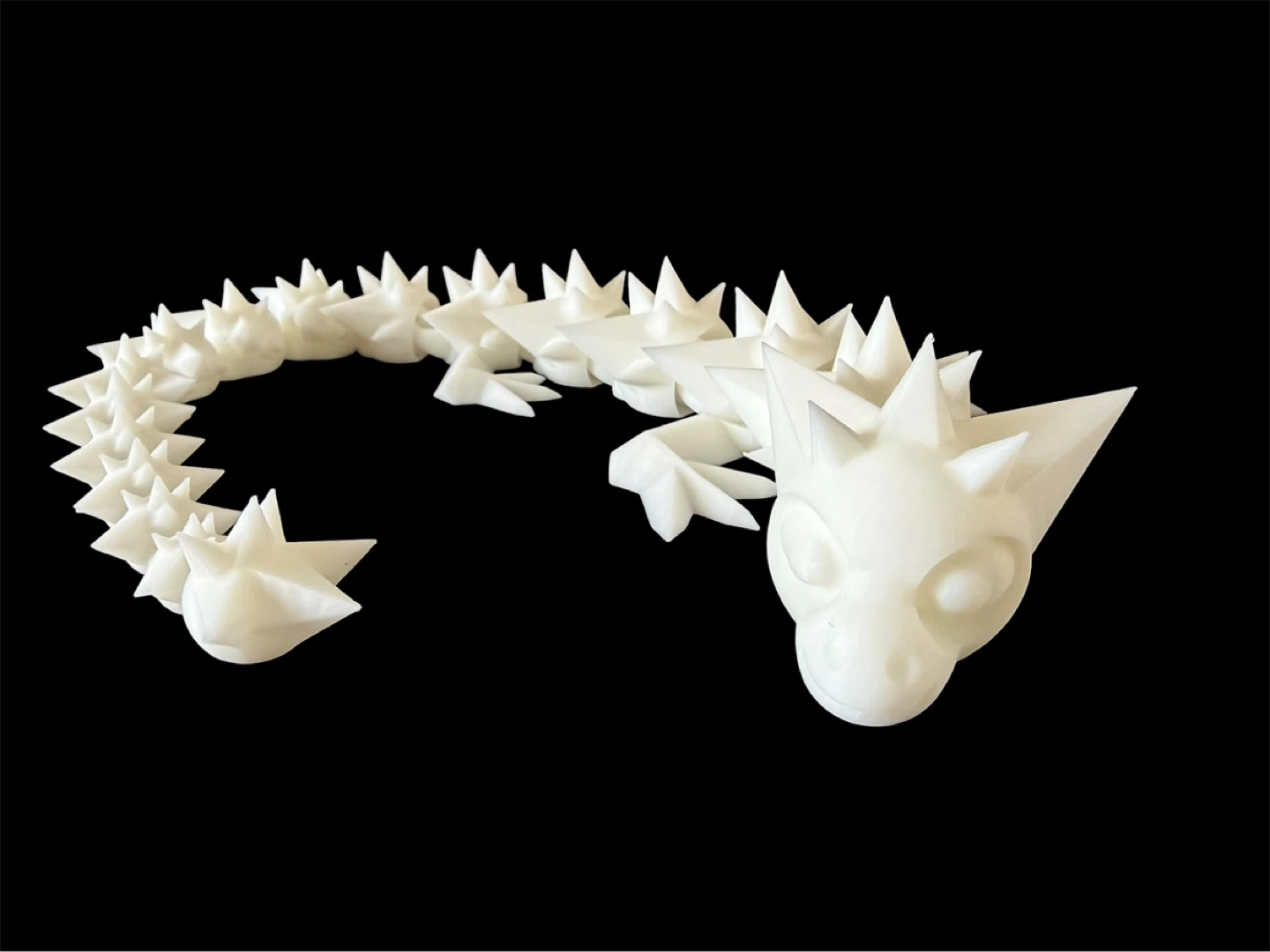 3D White Articulated Dragon Toy