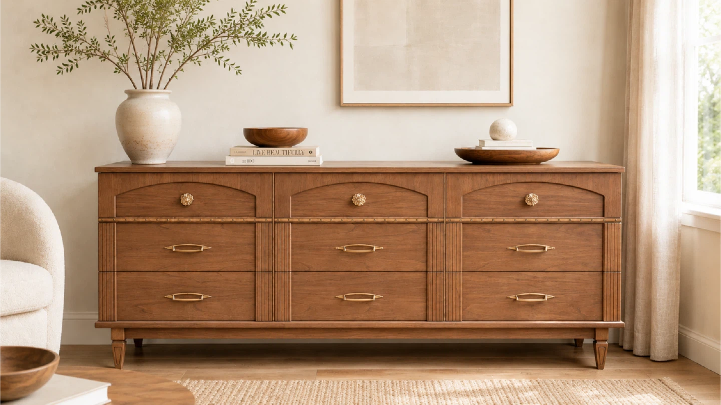 ✨Vintage Walnut Dresser Professionally Refinished