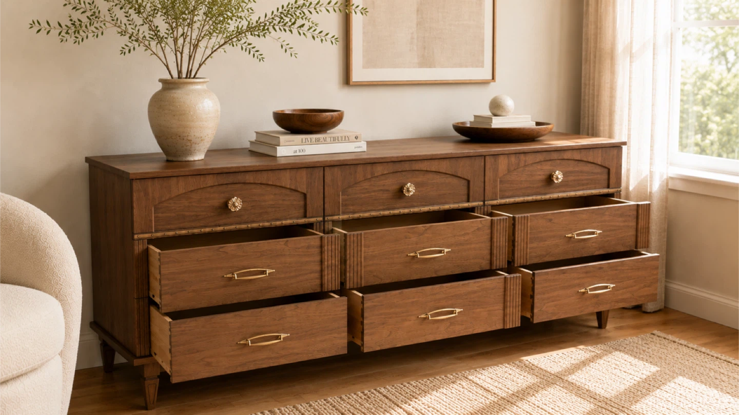 ✨Vintage Walnut Dresser Professionally Refinished - photo 3