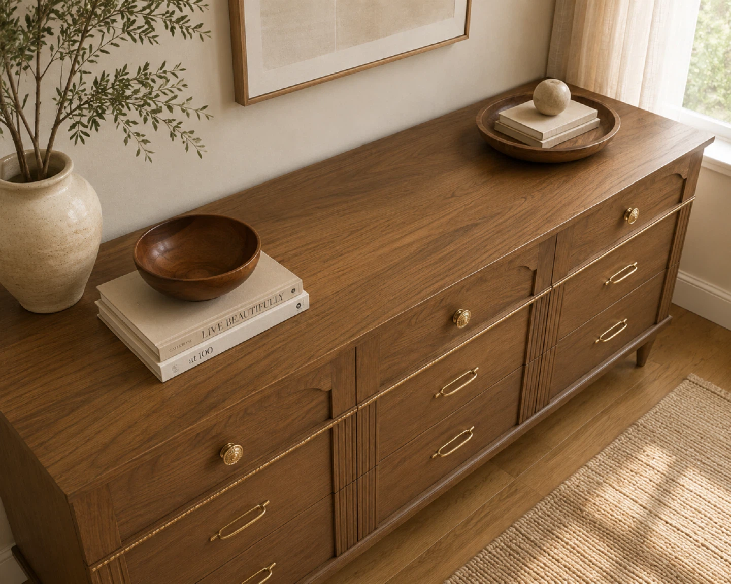 ✨Vintage Walnut Dresser Professionally Refinished - photo 4