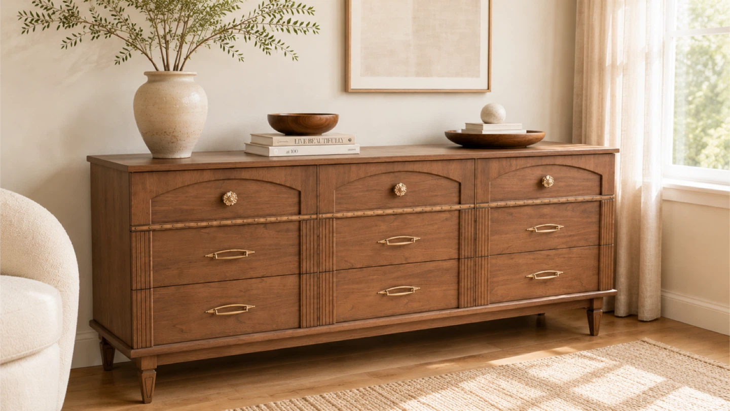 ✨Vintage Walnut Dresser Professionally Refinished - photo 2