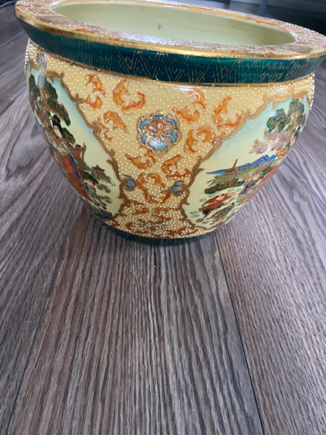 Vintage  Porcelain Planter with Wooden Stand - photo 3