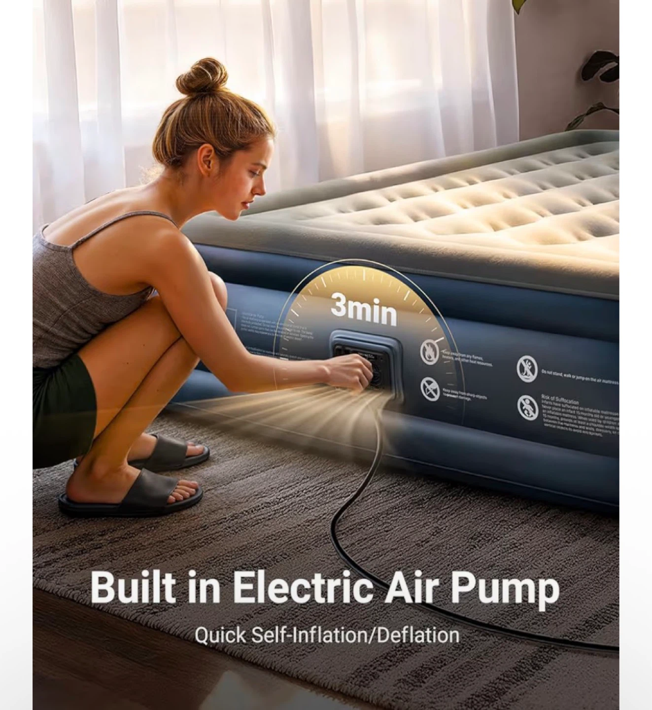 Queen Size Air Mattress with Built-in Pump - photo 3