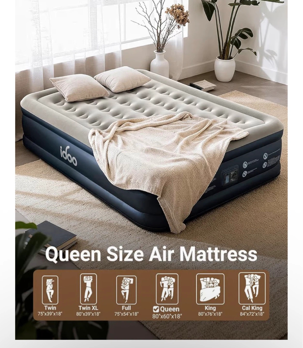 Queen Size Air Mattress with Built-in Pump - photo 2