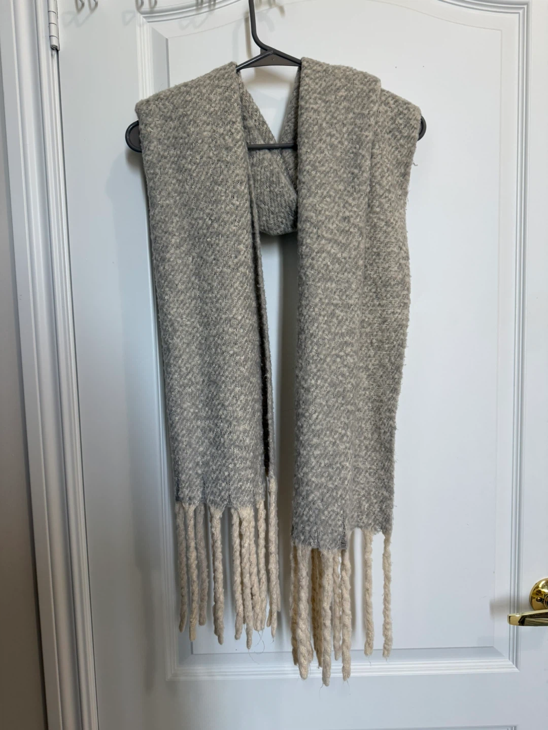 Grey Fluffy Wool Scarf