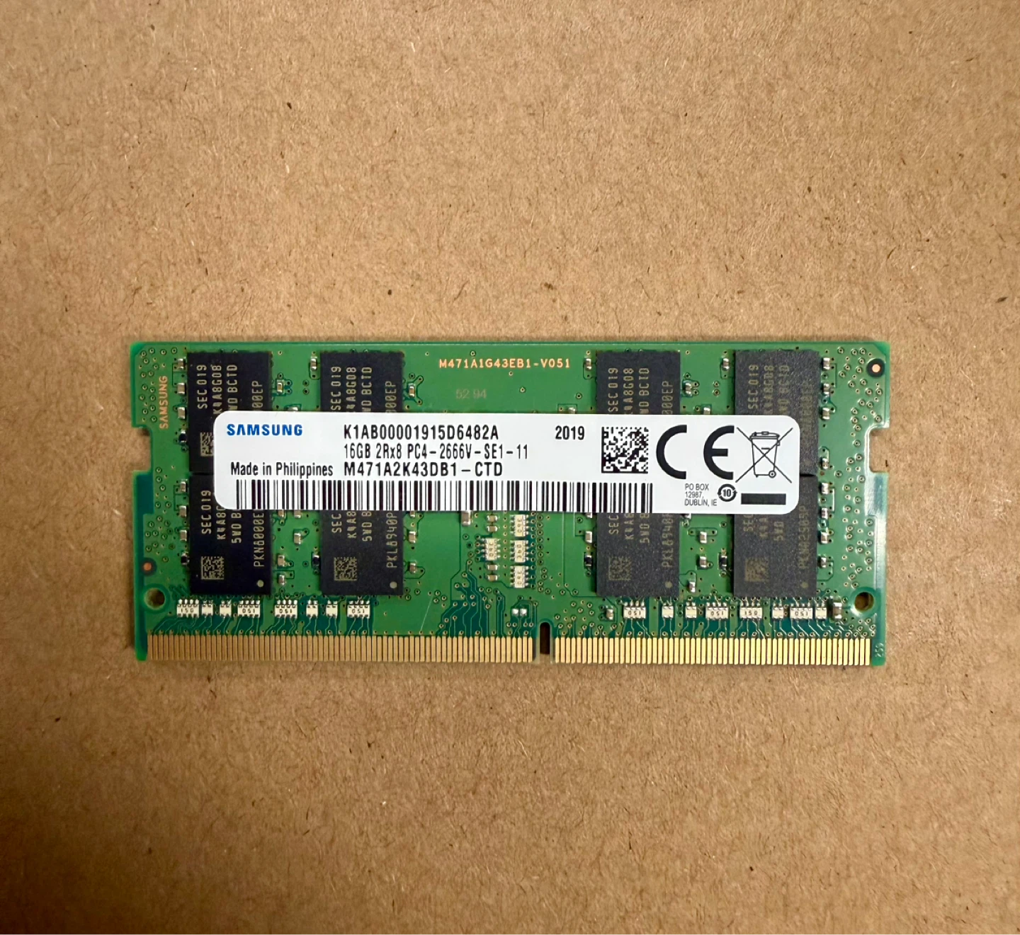 SAMSUNG 16GB DDR4 2666MHz SO-DIMM laptop memory module