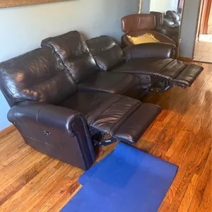 Dark Brown Leather Reclining Sofa
