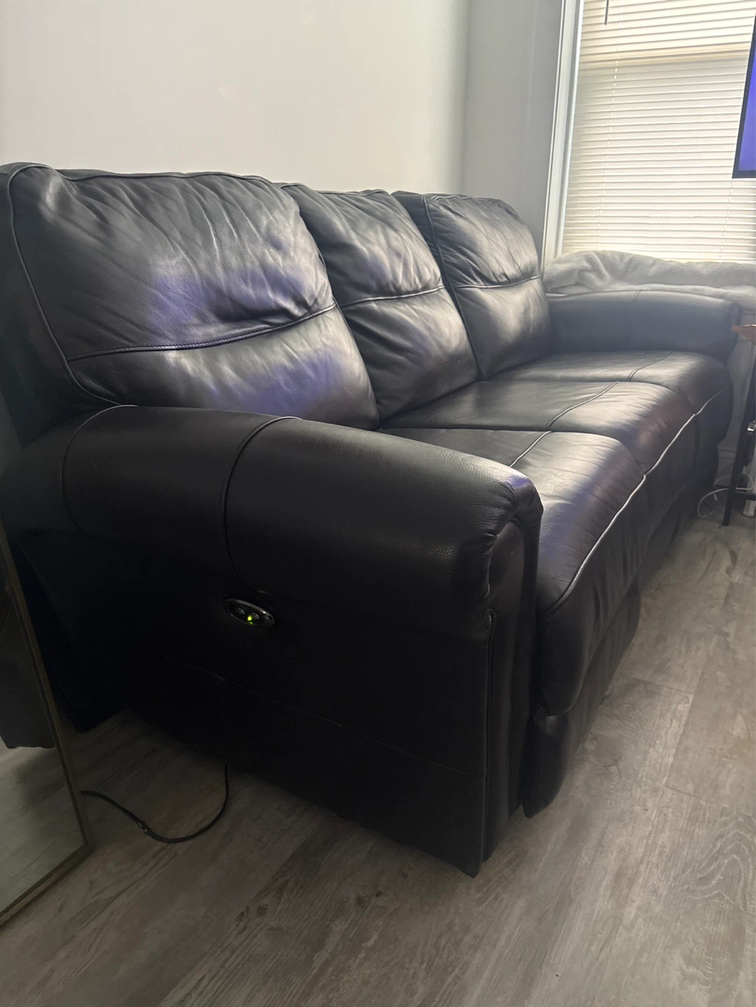 Dark Brown Leather Reclining Sofa - photo 2