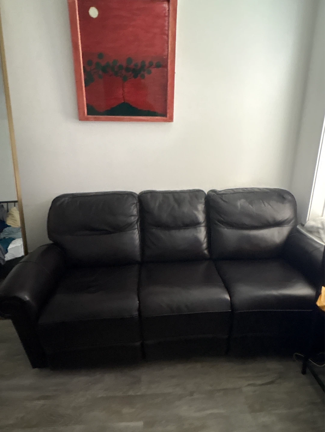 Dark Brown Leather Reclining Sofa - photo 3