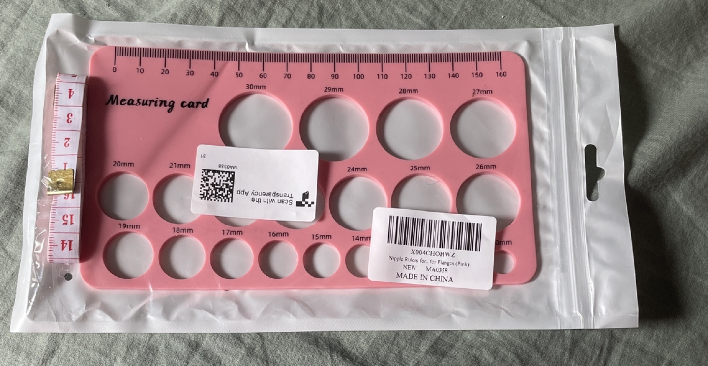 Pink Nipple Ruler and Measuring Card for Flanges