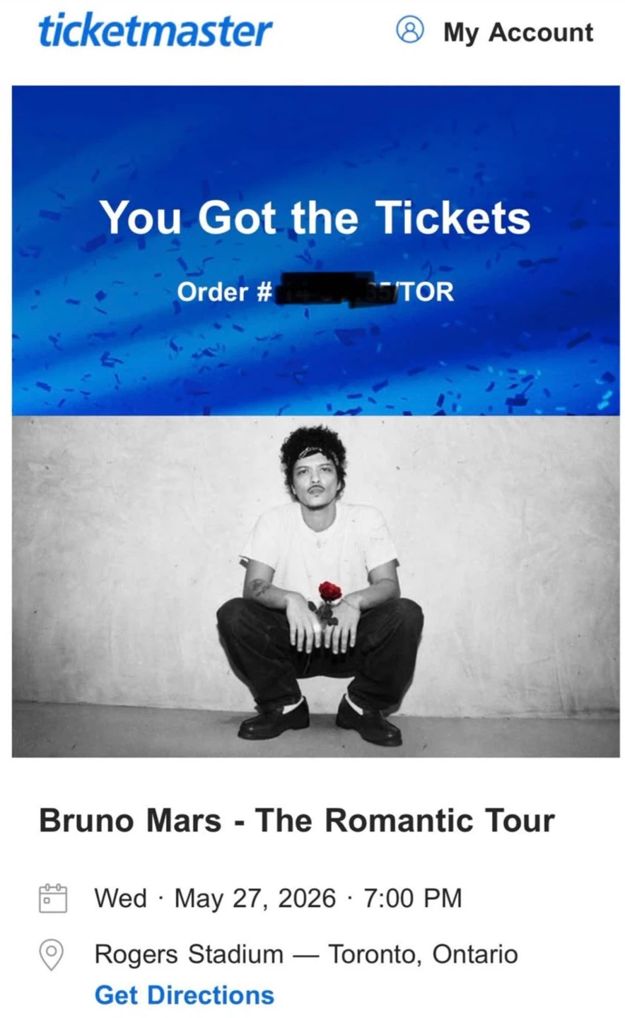 Bruno Mars - The Romantic Tour Tickets x2  - May 27, 2026