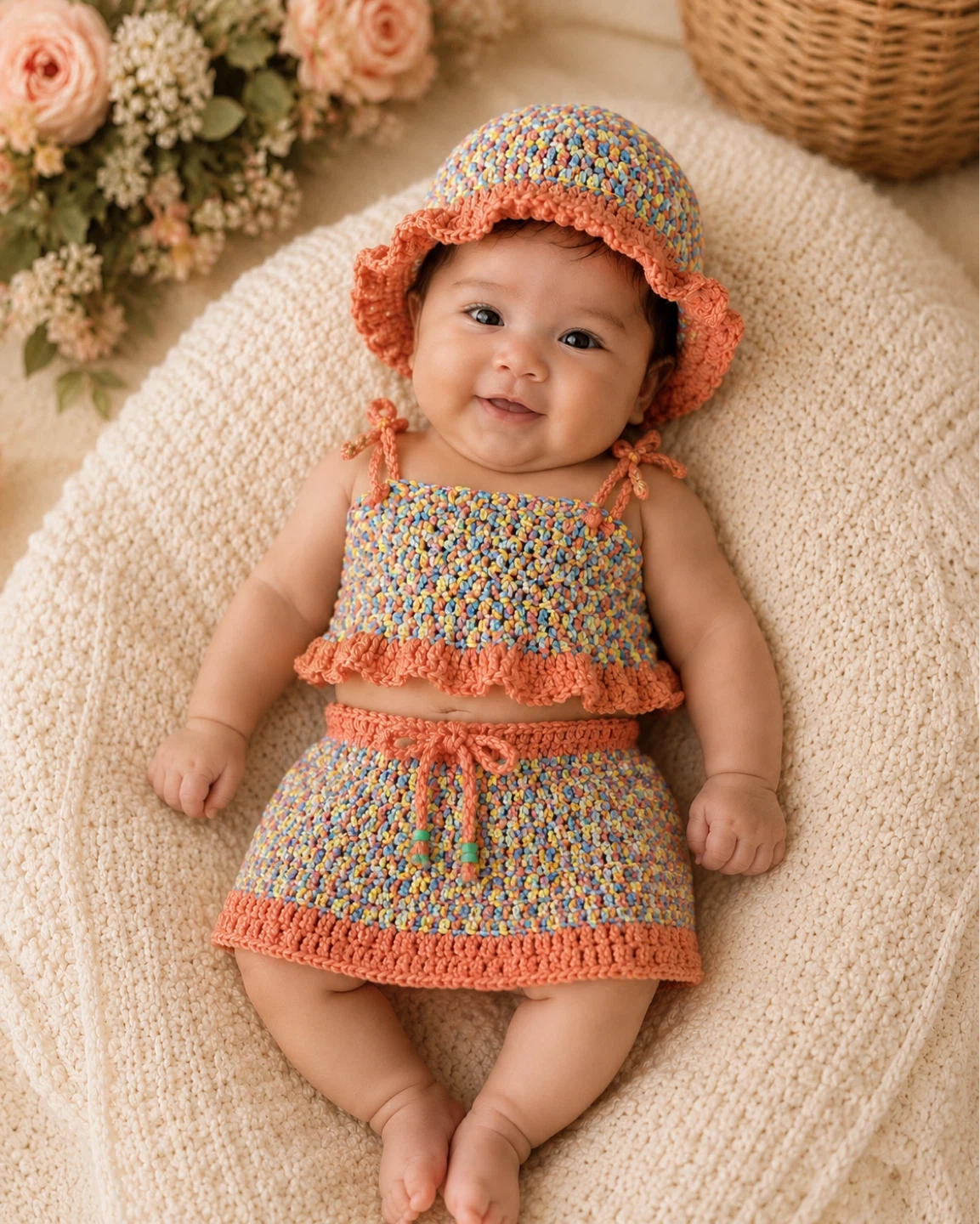 Crocheted Baby Outfit with Hat