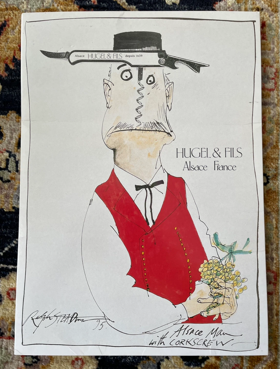 Ralph Steadman 1995 Hugel & Fils Board Advertisement