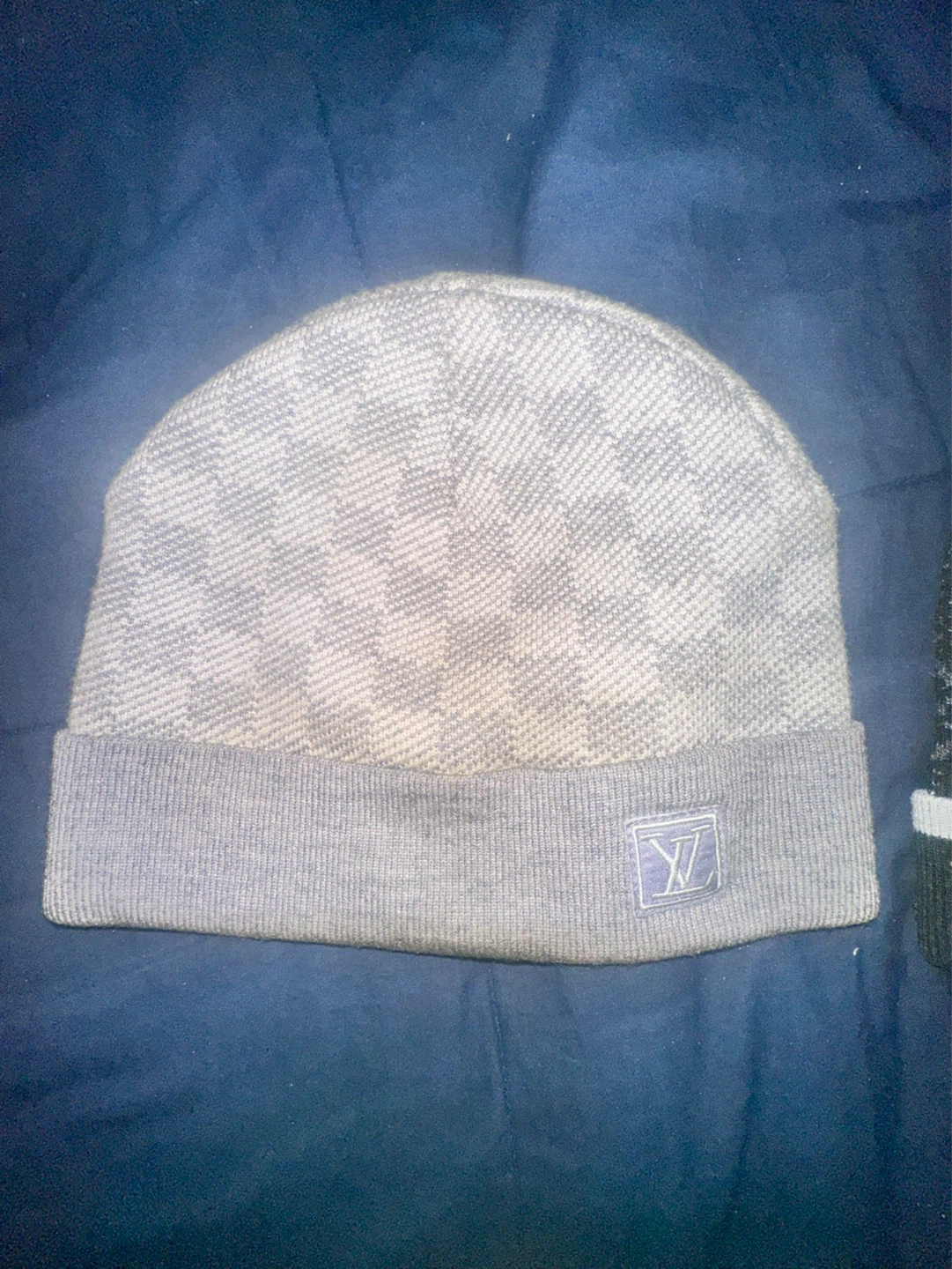 Louis Vuitton Beanie Hat Grey Damier Pattern