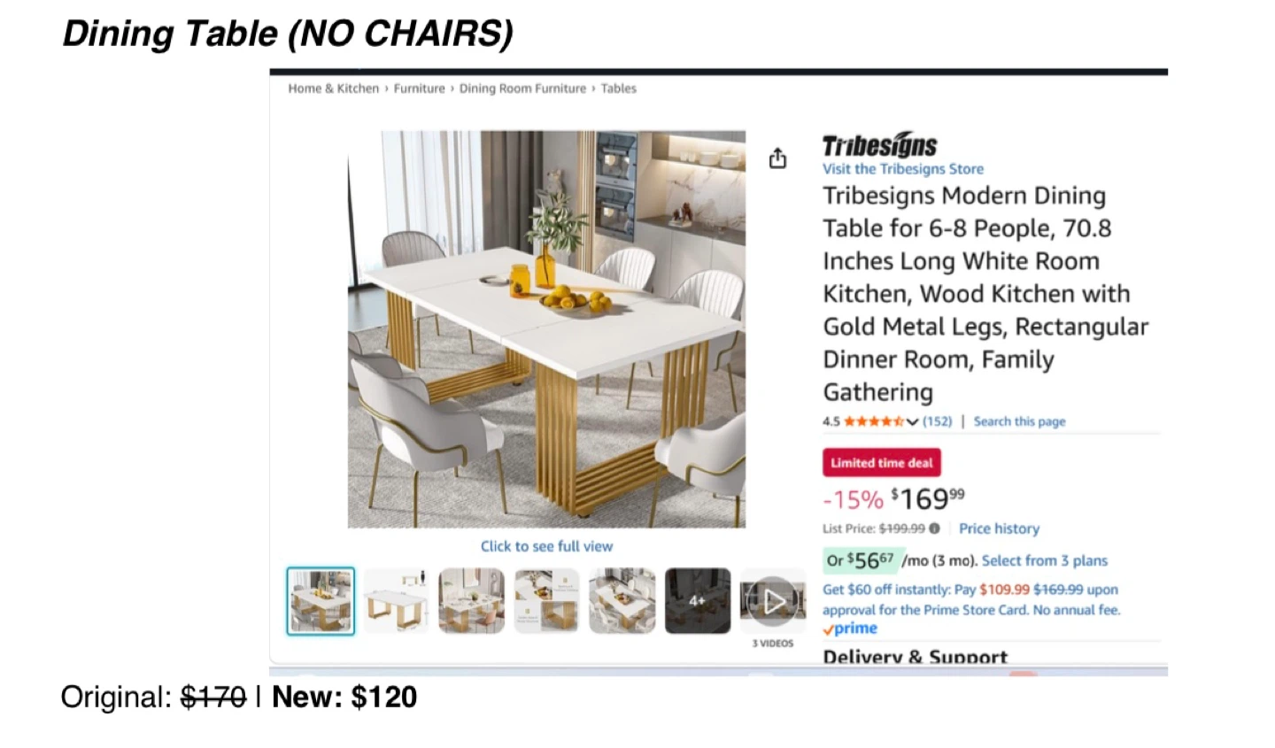 Tribesigns Modern White Dining Table