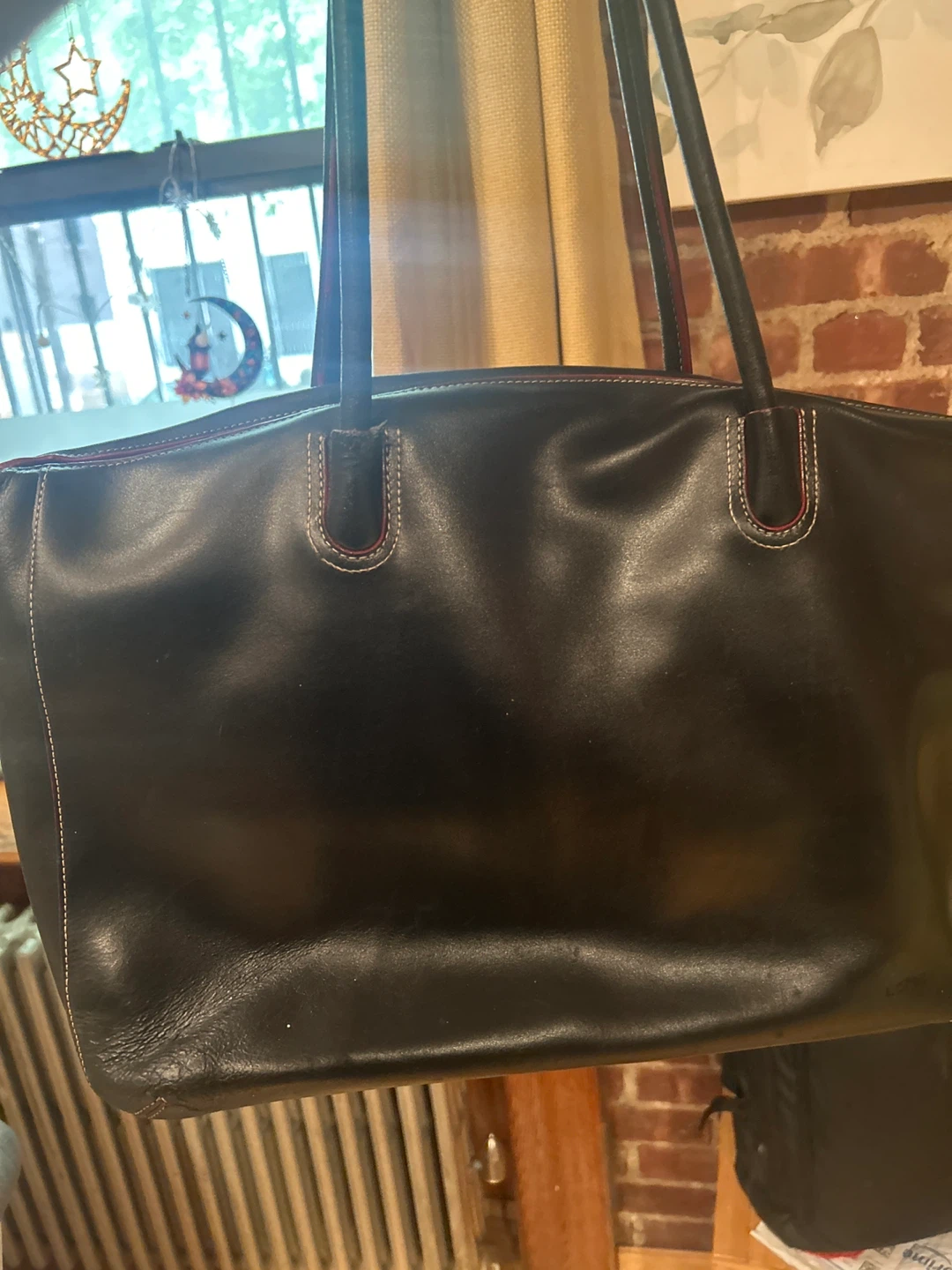 Black Leather Tote Bag