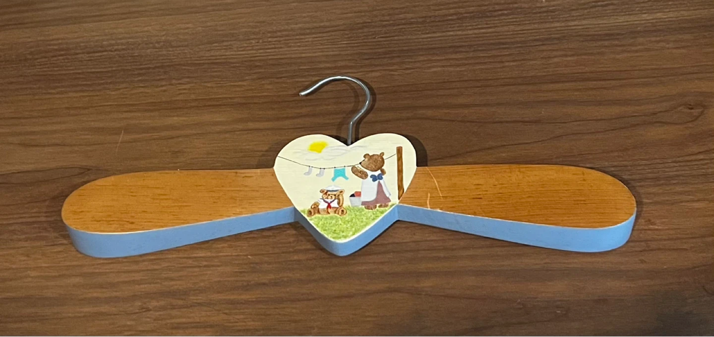 Wooden Hanger with Teddy Bear Design