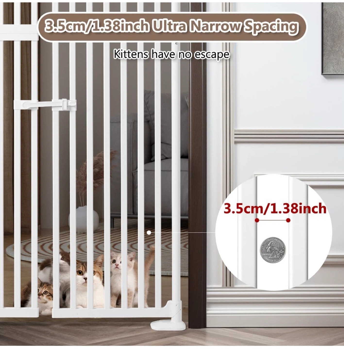 White Extra Tall Auto Closing Pet Gate 71" H, 30.31"-37.7" W - photo 3