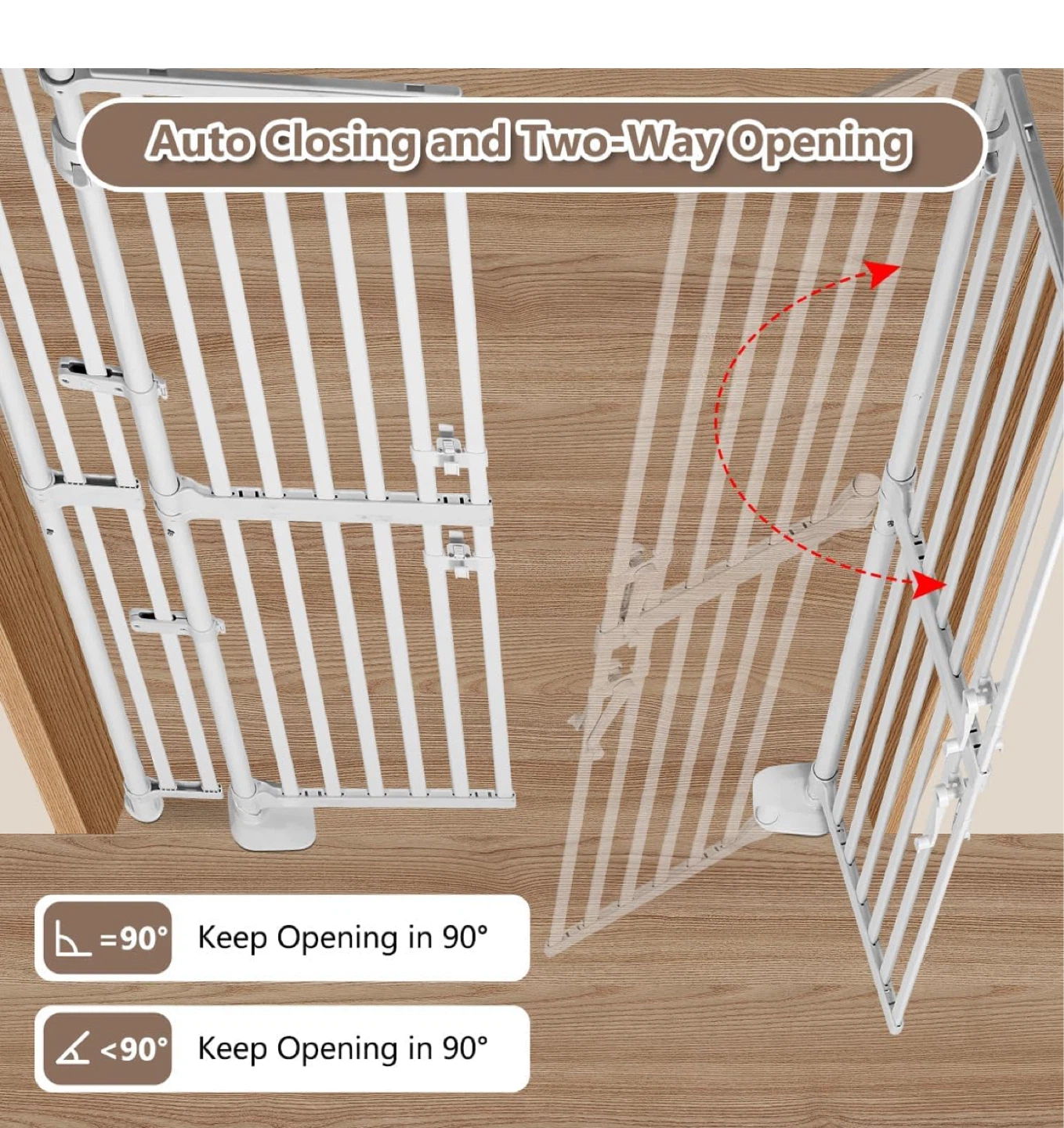White Extra Tall Auto Closing Pet Gate 71" H, 30.31"-37.7" W - photo 4