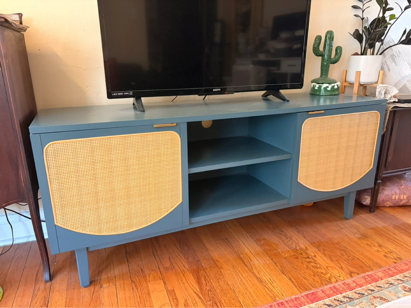 Blue Media Center with Cane Doors - photo 2