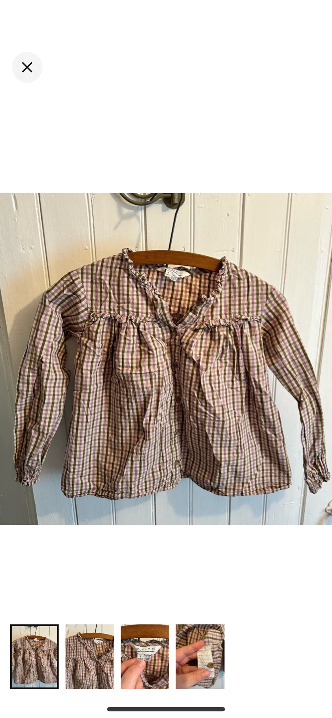 Souris Mini Gingham Ruffle Blouse Size 8