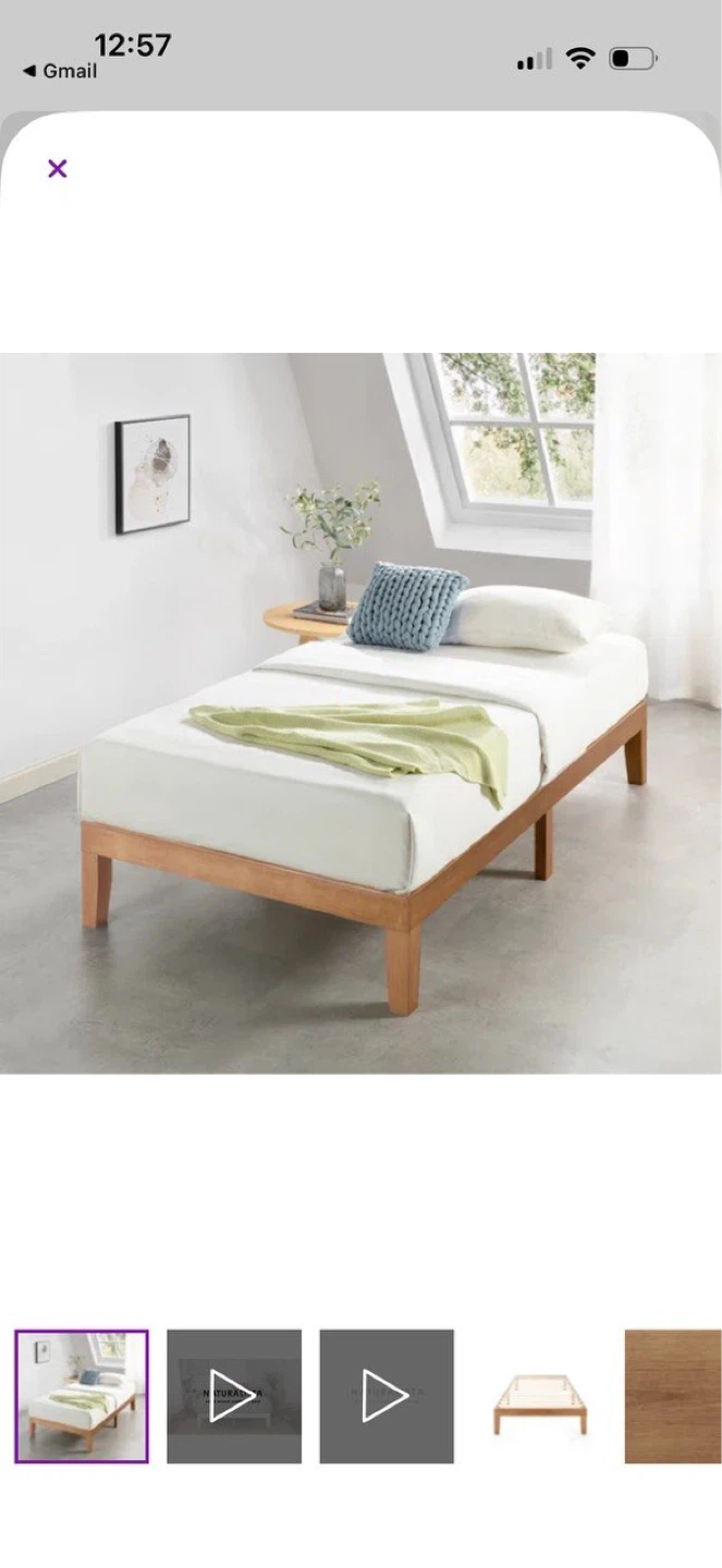 Mellow Harlow Solid Wood Platform Bed Frame - Natural