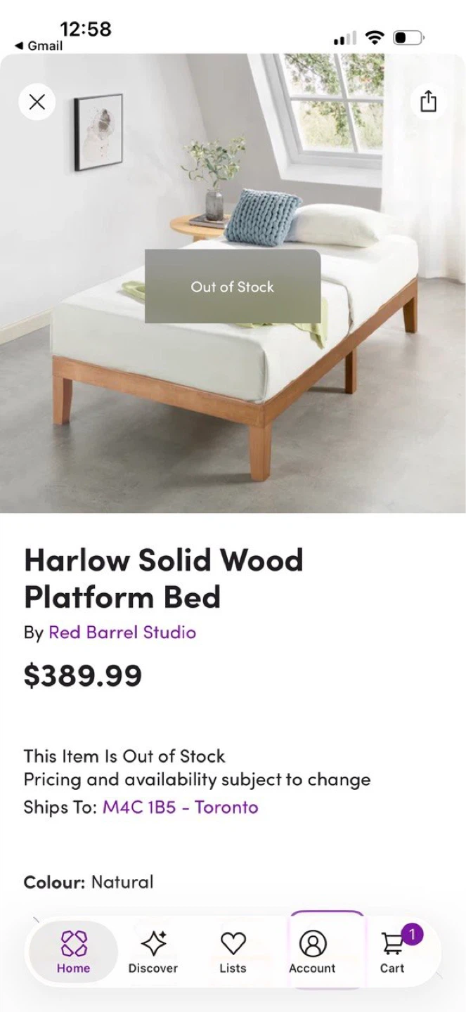 Mellow Harlow Solid Wood Platform Bed Frame - Natural - photo 2