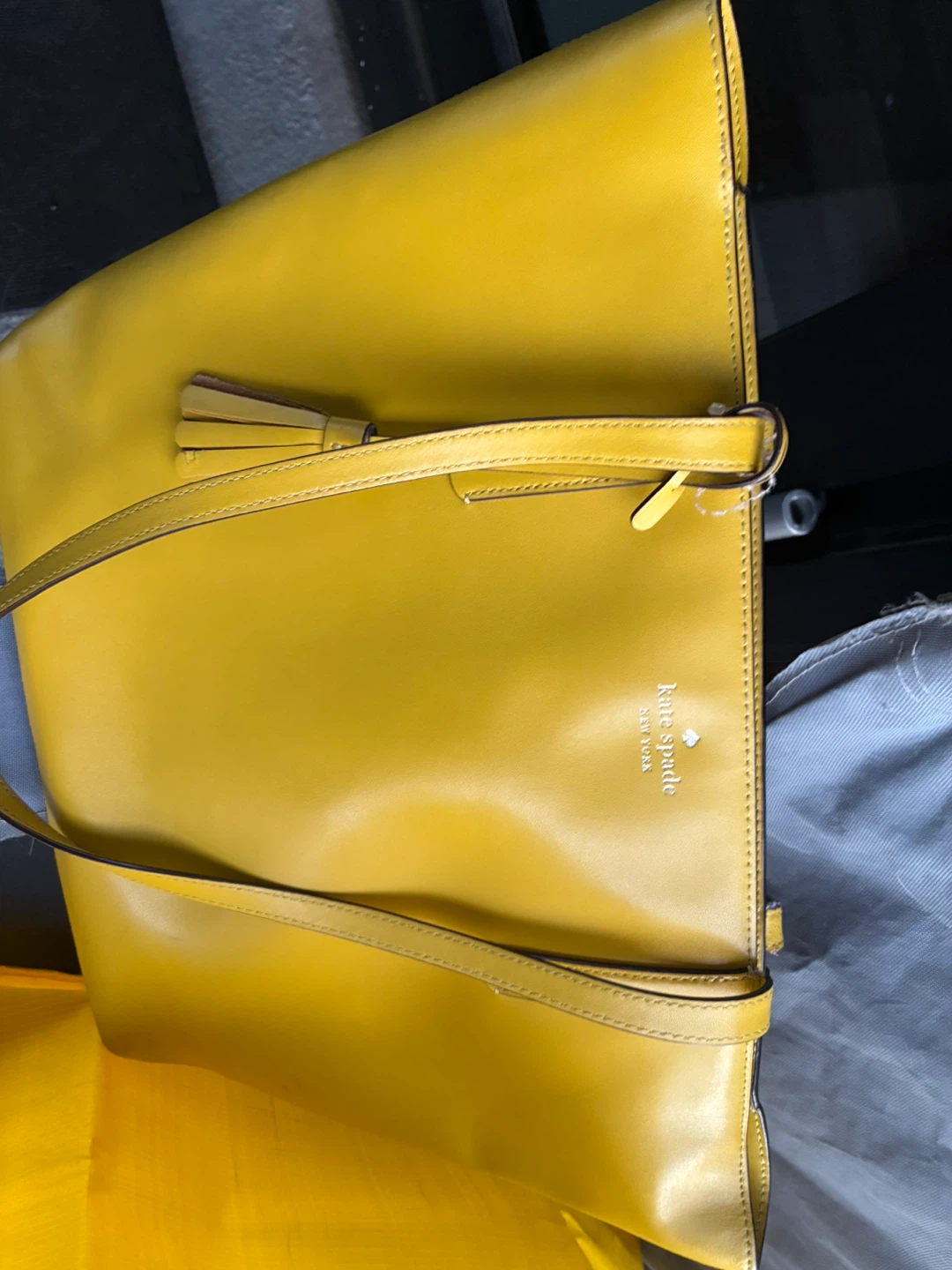 Kate Spade Yellow Leather Tote Bag