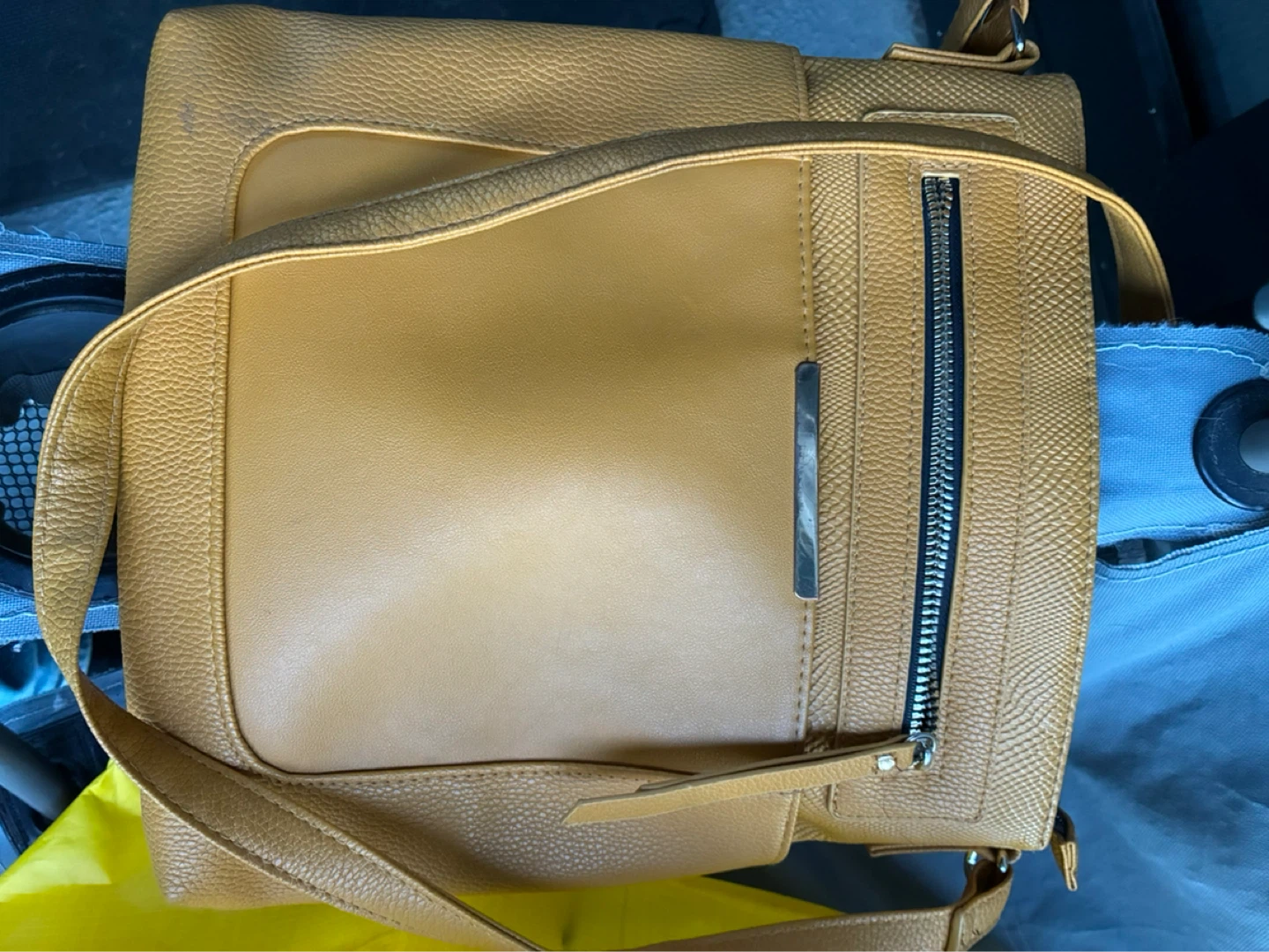 Yellow Faux Leather Crossbody Bag